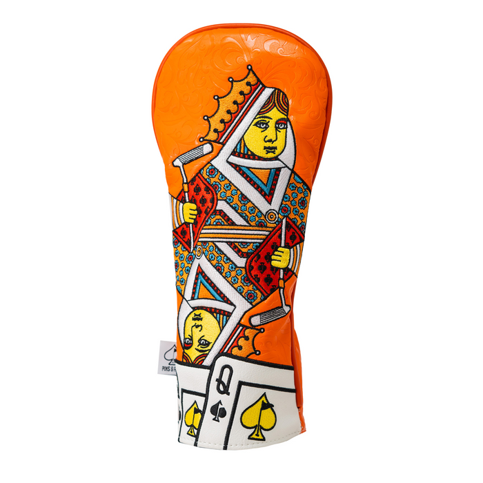 Pins & Aces Orange Crush Queen of Spades Fairway Headcover
