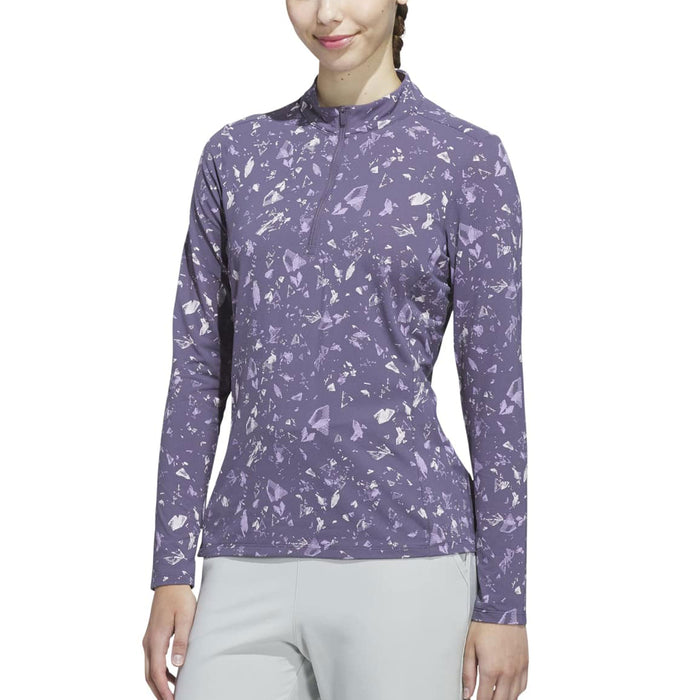 Adidas Women's Ultimate365 Printed Quarter-Zip Mock Neck Top