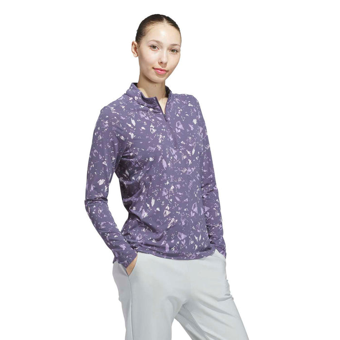 Adidas Women's Ultimate365 Printed Quarter-Zip Mock Neck Top